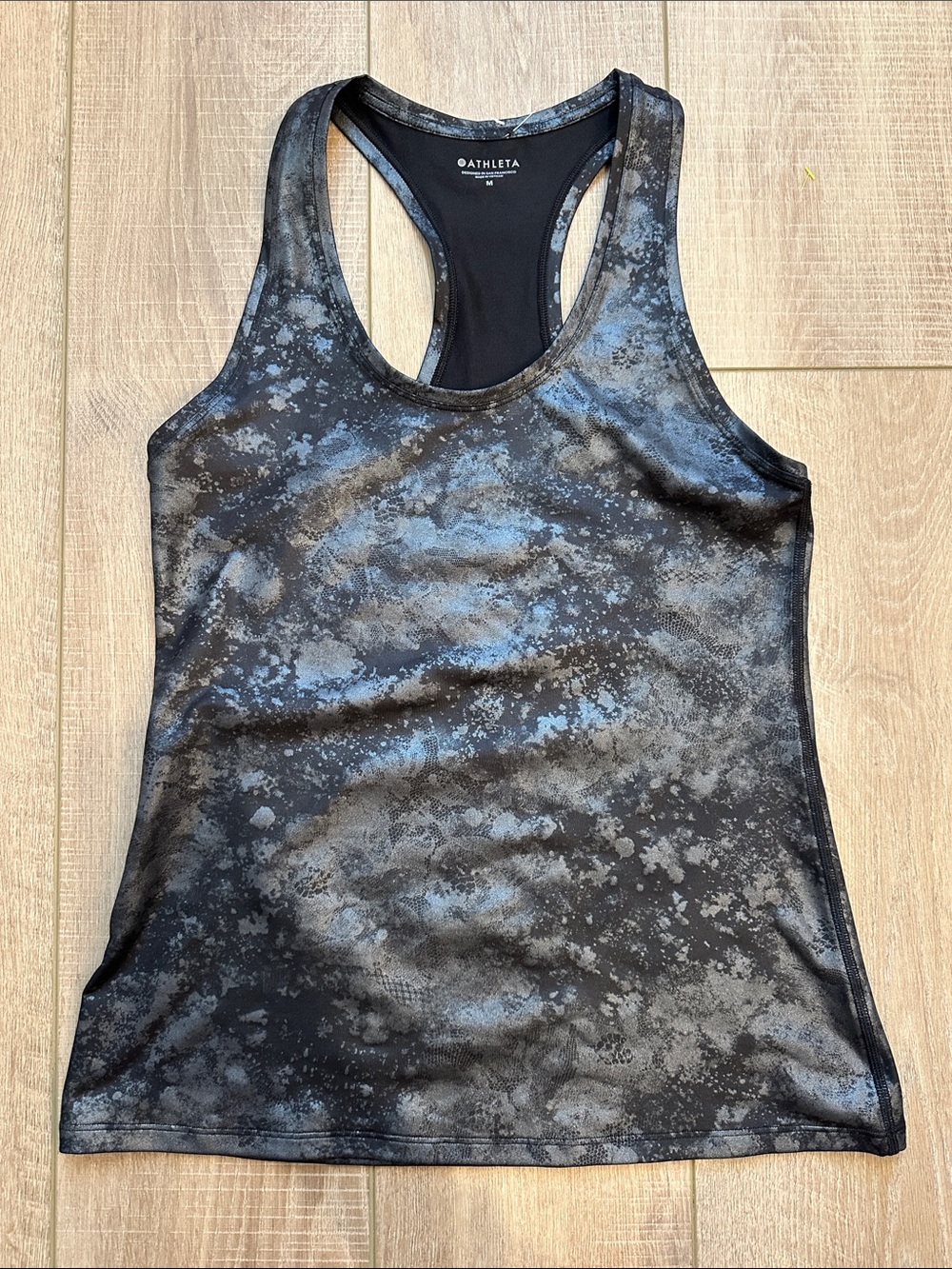Athleta Black & Gray Tie-Dye Racerback Tank